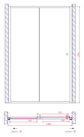 Душевая дверь в нишу Cezares Anima W BF1 150 C Cr + душевой трап 