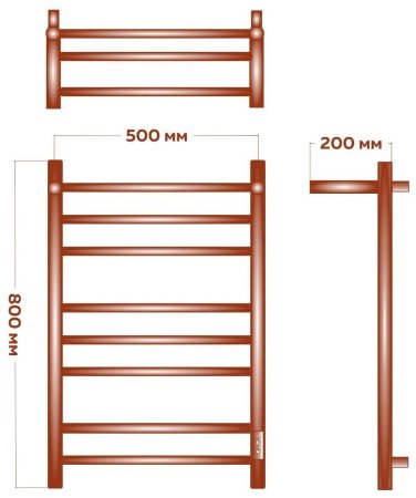 Полотенцесушитель электрический с полочкой (лесенка) Bauedge Stil Shelf DB-0025, 50x80 см 