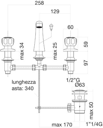 Смеситель для раковины Fiore ASTRO 14CR0113, хром 