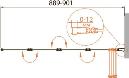 Шторка на ванну Cezares Relax V-4-90/140-P-Bi-R стекло punto 
