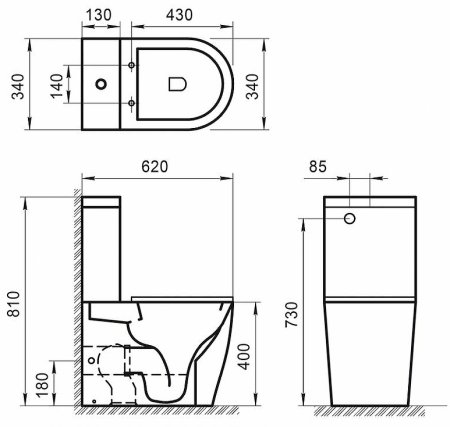 Унитаз компакт BelBagno Sfera-TR BB2128CPR без бачка и сиденья 