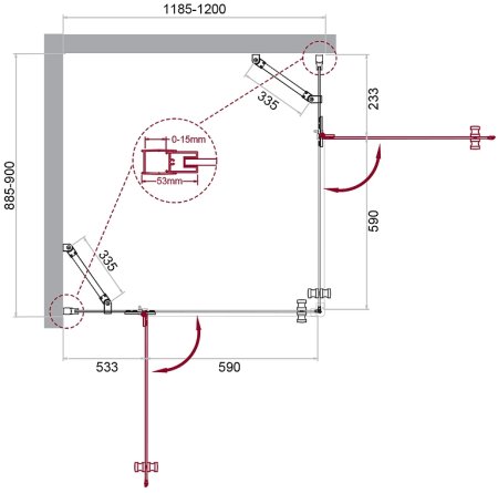 Душевой уголок BelBagno Kraft 120х90 KRAFT-AH-22-120/90-C-Cr-L профиль Хром стекло прозрачное 