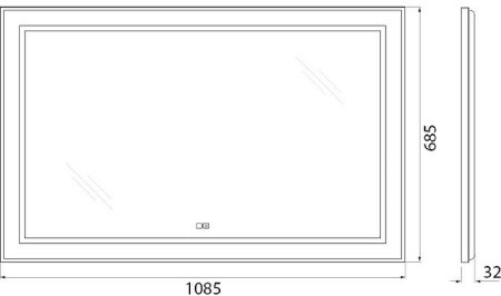 Зеркало BelBagno Kraft 108.5 SPC-KRAFT-1085-685-TCH-WARM-NERO с подсветкой с подогревом Черное с сенсорным выключателем 
