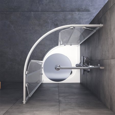 Душевой уголок AM.PM Gem 80х80 W90G-401-080WT радиальный профиль Матовый хром стекло прозрачное 