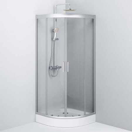 Душевой уголок AM.PM Gem 80х80 W90G-401-080WT радиальный профиль Матовый хром стекло прозрачное 