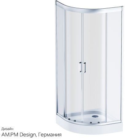 Душевой уголок AM.PM Gem 80х80 W90G-401-080WT радиальный профиль Матовый хром стекло прозрачное 