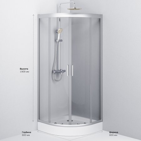 Душевой уголок AM.PM Gem 80х80 W90G-401-080WT радиальный профиль Матовый хром стекло прозрачное 