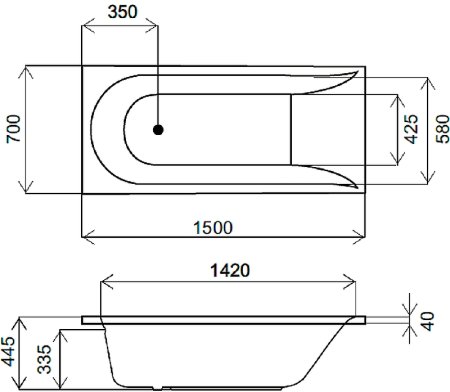 Акриловая ванна AM.PM Spirit 150x70 без гидромассажа 