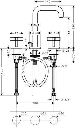 Смеситель Axor Citterio 39133990 для раковины, полированное золото 