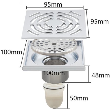 Душевой трап Gappo G81052 с решеткой Хром 