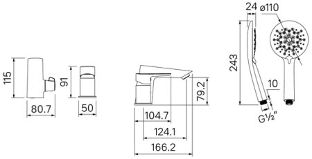 Смеситель на борт ванны IDDIS Cloud на 3 отверстия с керамическим дивертором (CLOSB30i07) 
