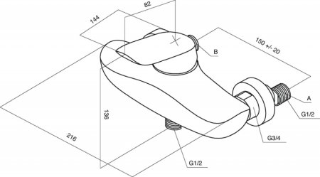 Смеситель для душа AM.PM Bliss L F5320032 Хром 
