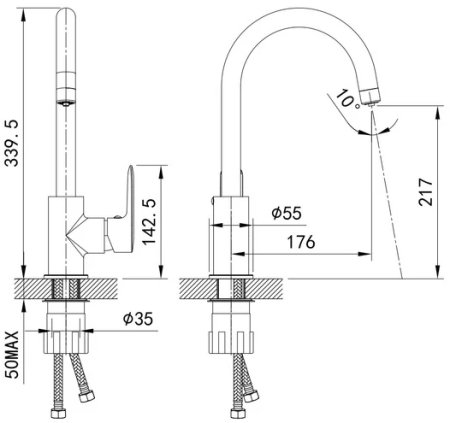 Смеситель для кухни IDDIS Cuba с каналом для фильтрованной воды белый, матовый (CUBWTFJi05) 