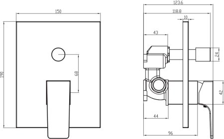 Смеситель Villeroy & Boch Architectura Square TVS12500300061 для ванны с душем 