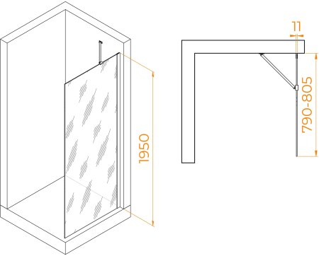 Душевая перегородка RGW WA-102B 800 