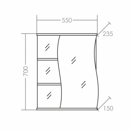 Зеркало-шкаф Санта Волна 55 свет правый 