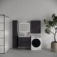 Тумба подвесная STYLE LINE "Марелла 70" (2 ящ.) Люкс Плюс антискрейтч графит с раковиной Марелла Люкс 700х400