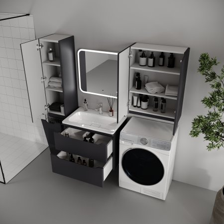 Тумба подвесная STYLE LINE "Марелла 70" (2 ящ.) Люкс Плюс антискрейтч графит с раковиной Марелла Люкс 700х400 