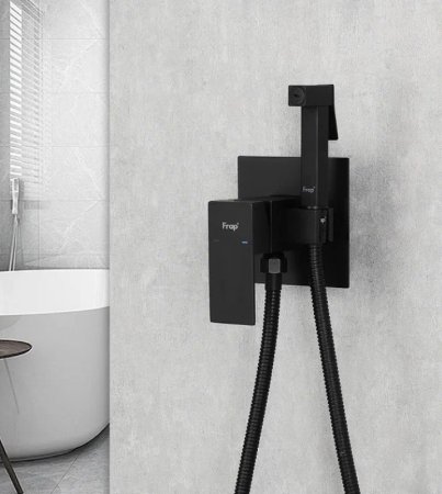 Гигиенический душ со смесителем Frap H802-6 F72802-6 Черный матовый 
