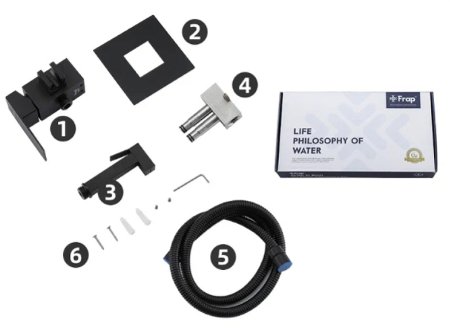 Гигиенический душ со смесителем Frap H802-6 F72802-6 Черный матовый 