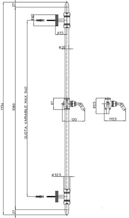 Душевая штанга Bossini Liberty D19000.030 Хром 