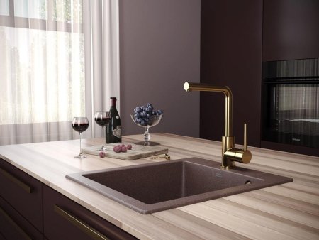 Смеситель Paulmark Honner Ho212018-G для кухонной мойки, золото 