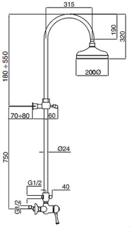Душевая система Bugnatese Denver BN.DNV-6436CCR Хром 