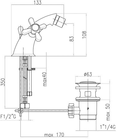 Смеситель на биде Webert Armony AM710102060 медь 