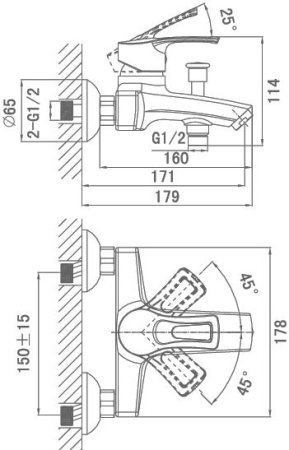 Смеситель D&K Furth Bayern DA1223201 для ванны с душем 