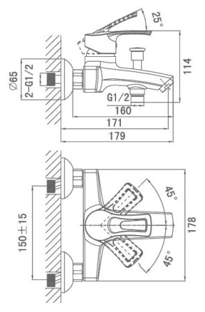 Смеситель D&K Furth Bayern DA1223201 для ванны с душем 