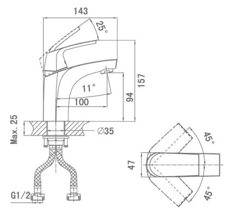 Смеситель D&K Feuerbach Rhein DA1282101 для раковины 