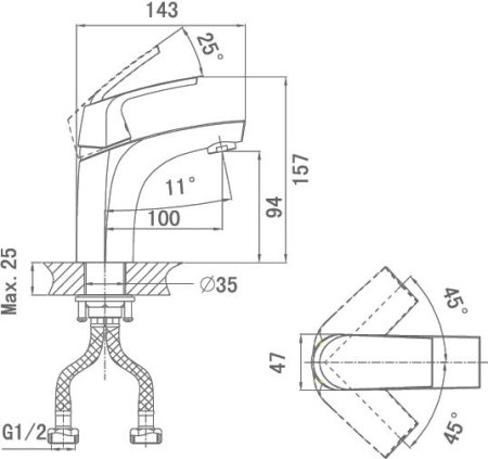 Смеситель D&K Feuerbach Rhein DA1282101 для раковины 