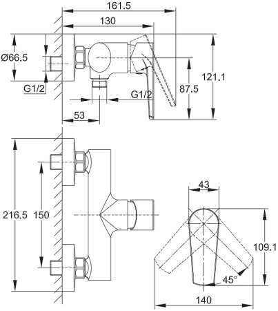 Смеситель для душа Cersanit Moduo 64099 Хром 