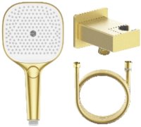 Лейка для душа с держателем (с подключением шланга) и шлангом Raglo R476.40.03, золотой сатин