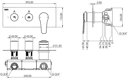 Душевая система Teska Euro-X EX3780 Черный матовый 