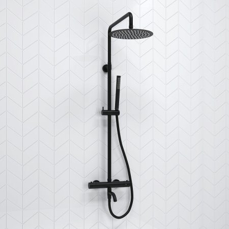 Душевая система WasserKRAFT A288.258.217.BM Thermo с термостатом Черная матовая 