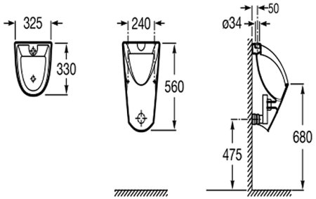 Писсуар Roca Chic 35945L000 с внешним подводом воды 