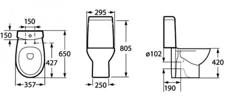 Унитаз компакт Roca Victoria Nord 342ND7000 без бачка и сиденья 