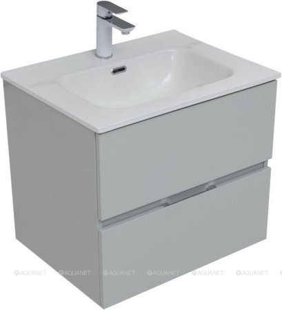 Тумба с раковиной Aquanet Алвита New 60 2 ящика, серый 