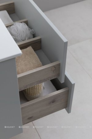 Тумба с раковиной Aquanet Алвита New 60 2 ящика, серый 