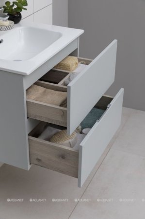 Тумба с раковиной Aquanet Алвита New 60 2 ящика, серый 