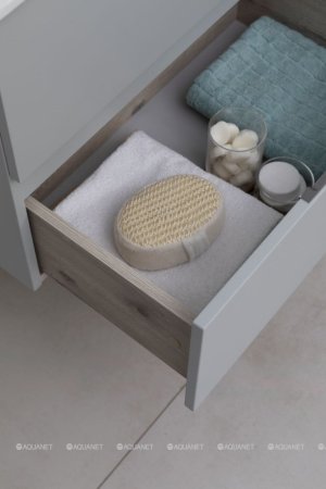 Тумба с раковиной Aquanet Алвита New 60 2 ящика, серый 