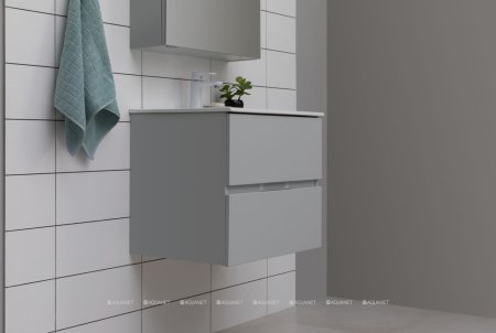 Тумба с раковиной Aquanet Алвита New 60 2 ящика, серый 