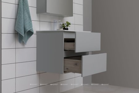 Тумба с раковиной Aquanet Алвита New 60 2 ящика, серый 