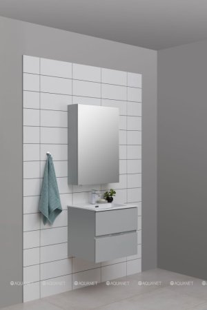 Тумба с раковиной Aquanet Алвита New 60 2 ящика, серый 