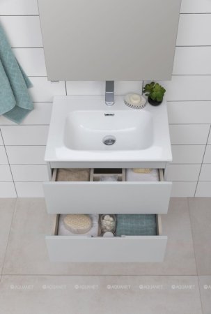 Тумба с раковиной Aquanet Алвита New 60 2 ящика, серый 
