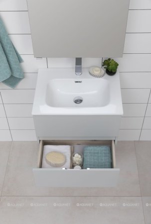 Тумба с раковиной Aquanet Алвита New 60 2 ящика, серый 