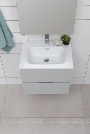 Тумба с раковиной Aquanet Алвита New 60 2 ящика, серый 