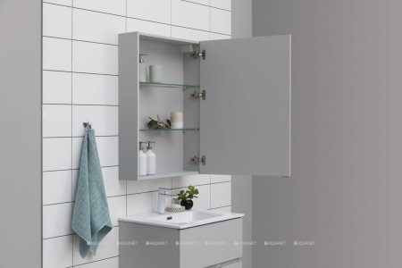 Тумба с раковиной Aquanet Алвита New 60 2 ящика, серый 