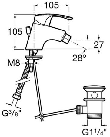 Смеситель для биде Roca Monodin New 5A6007C00 Хром 